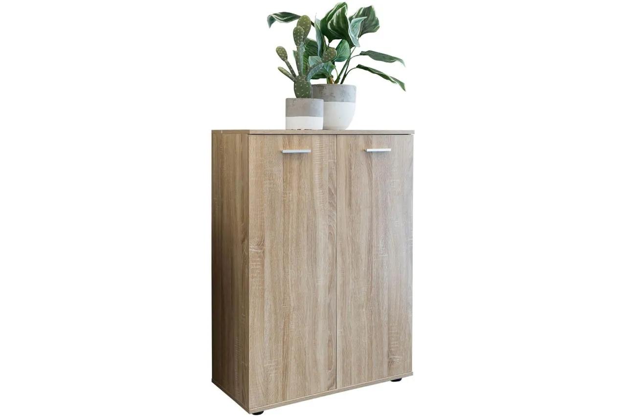 tinkaro Kommode hochkantig ADALBERT Holz Sideboard Sonoma Braun