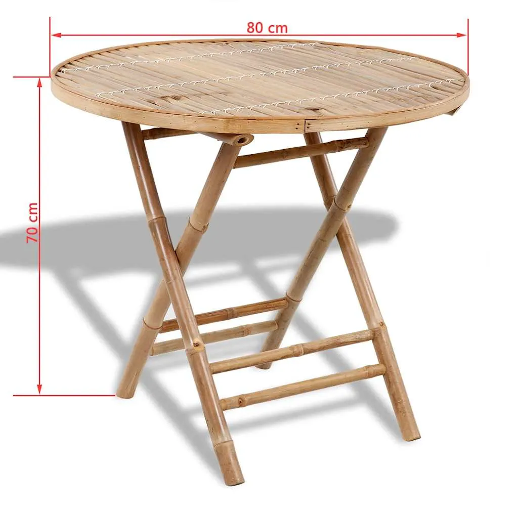 Gartenmöbel-Set Bambus klappbar Tisch 80x70 cm Stühle 50x42x92 cm
