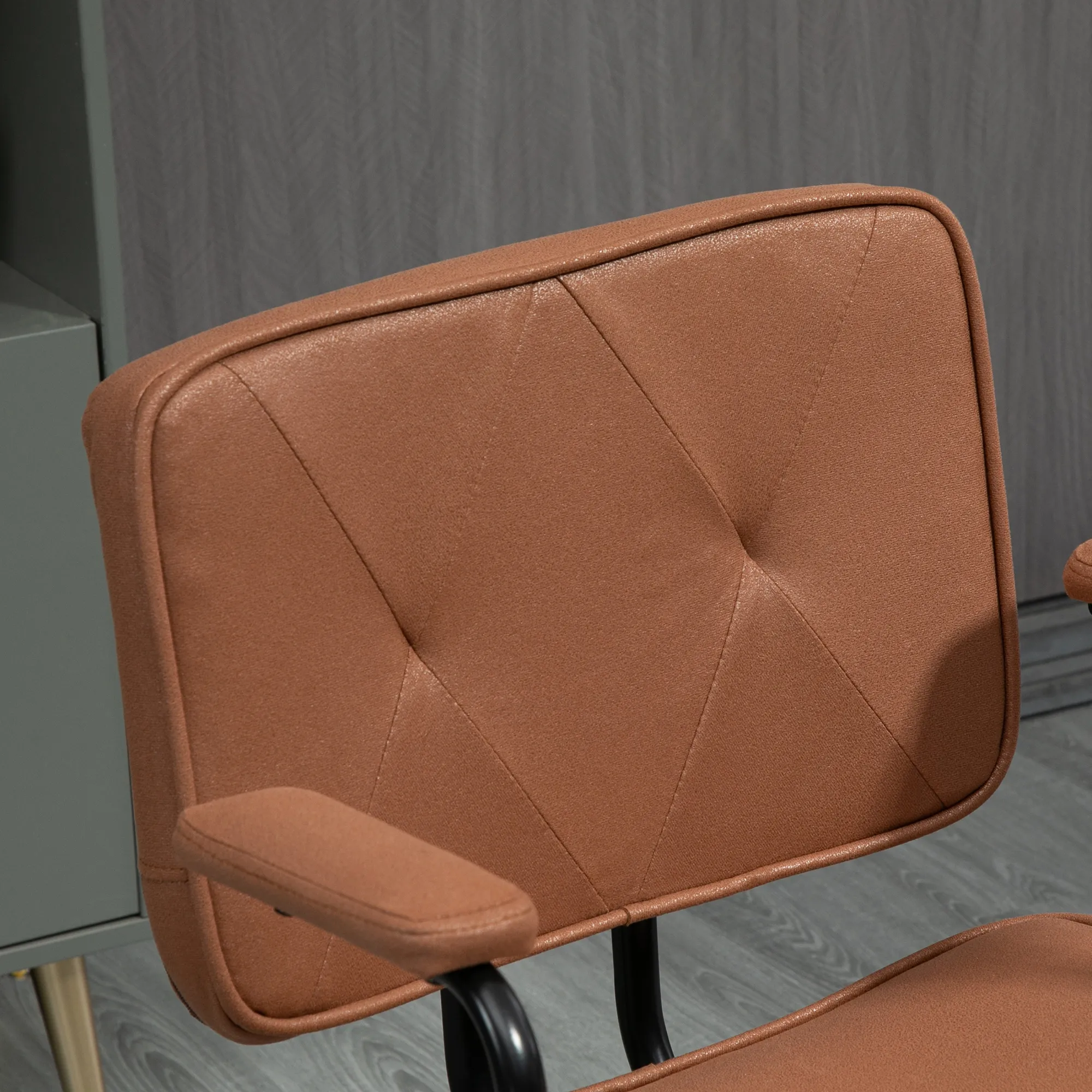 Bürostuhl mit Rollen Drehstuhl Schreibtischstuhl für Büro höhenverstellbar mit Wippfunktion 360°-Drehung neigbar Schaumstoff Braun 61 x 58 x 82-91 cm