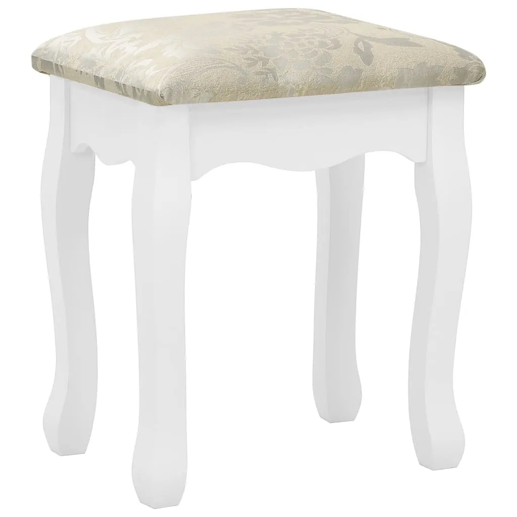 Schminktisch-Set mit Hocker Weiß 80x69x141cm Paulowniaholz