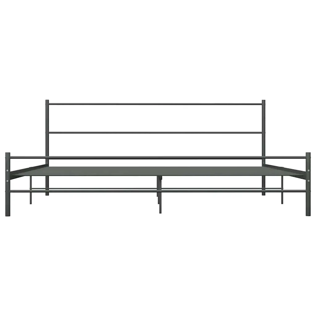Metall-Doppelbett 209x187x84 cm Grau, pulverbeschichtet
