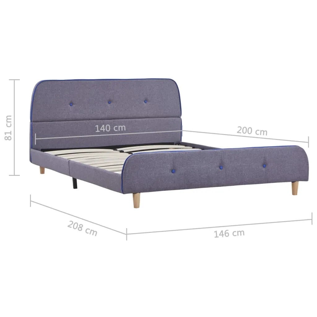 Eleganter Bettrahmen Hellgrau 208x146x81 cm aus Massivholz und Eisen