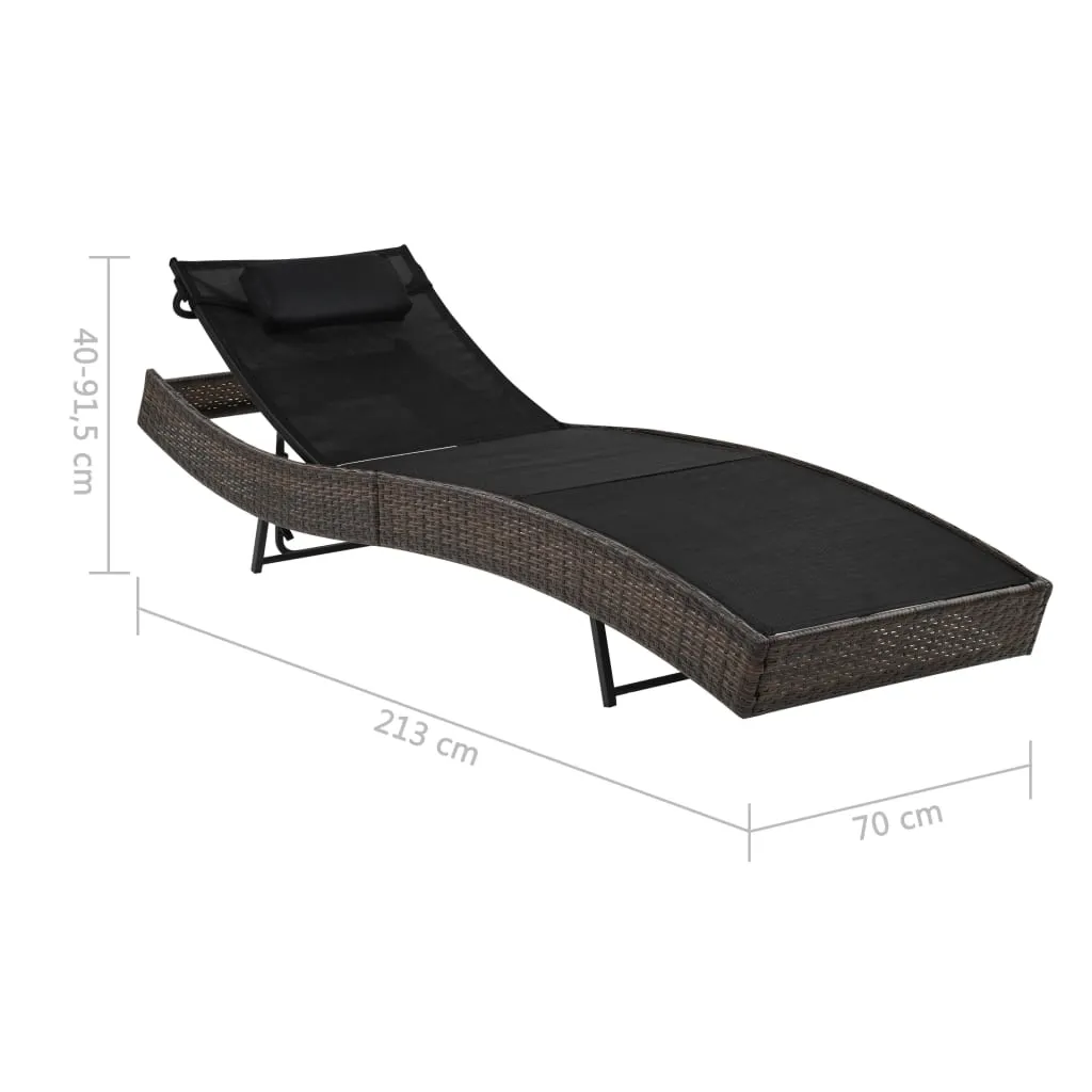 Poly Rattan Sonnenliege 213x70x(40-91,5) cm Braun und Schwarz