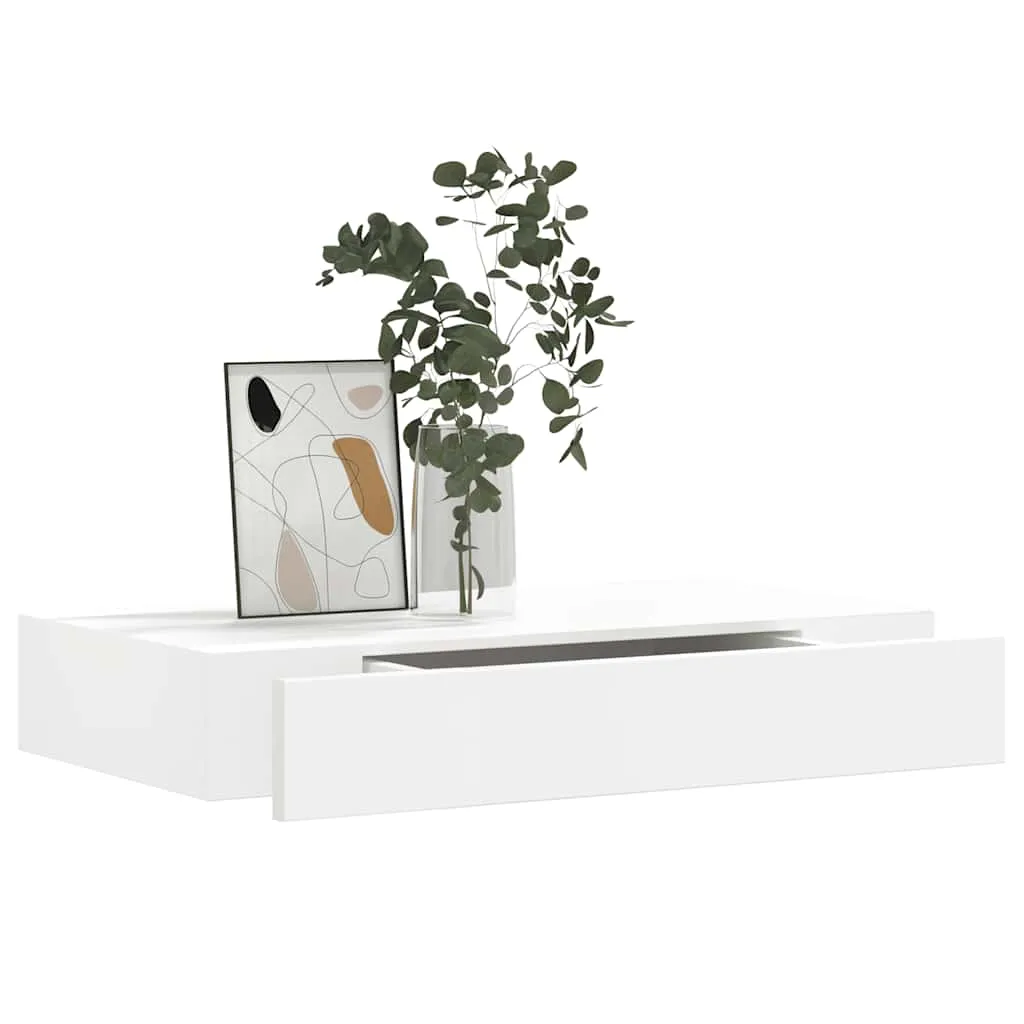 Schweberegal MDF mit mattem Finish 48x25x8 cm Weiß
