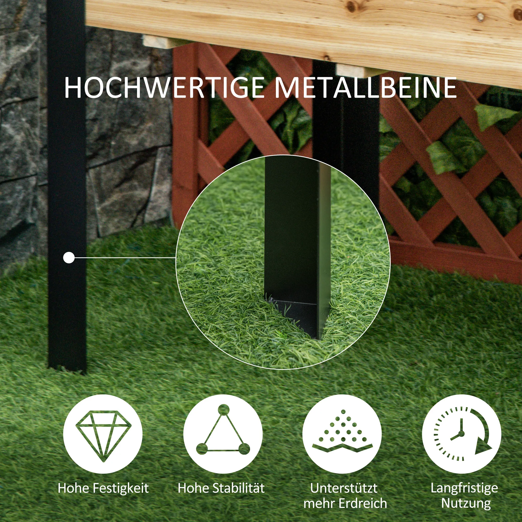 Hochbeet 120L x 60B x 74H cm in Natur+Schwarz