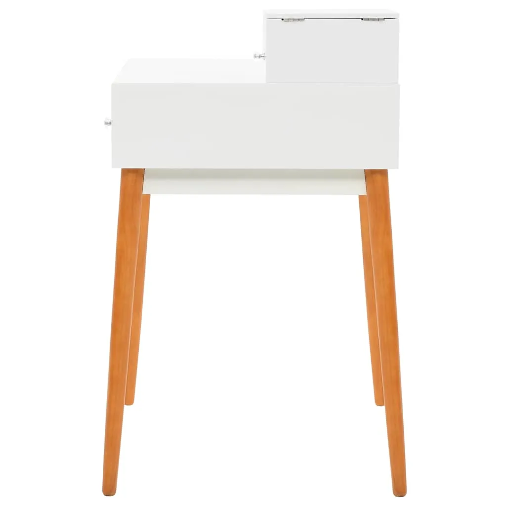 Frisiertisch 60x50x86 cm Weiß mit MDF, Glas und Massivholzbeinen