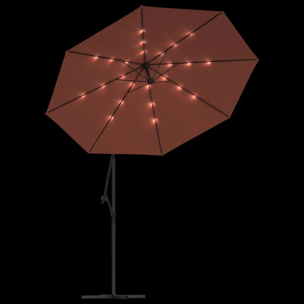 Eleganter Sonnenschirm 300x254 cm Terrakotta-Rot mit LED und Kurbel