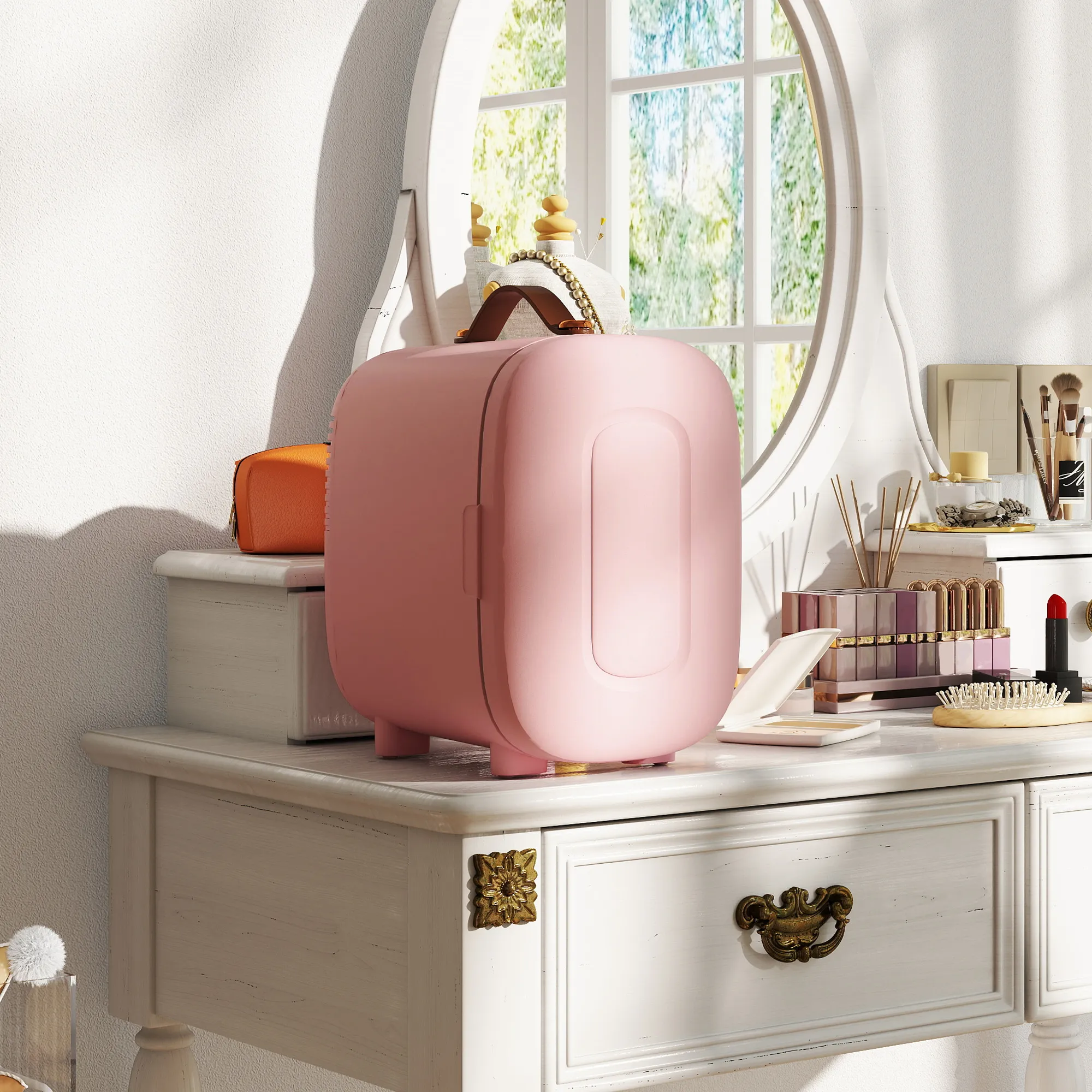 Mini Kühlschrank Kühlschrank Beauty Fridge, 4 L Fassungsvermögen, 20,3 x 26,3 x 28 cm, Rosa