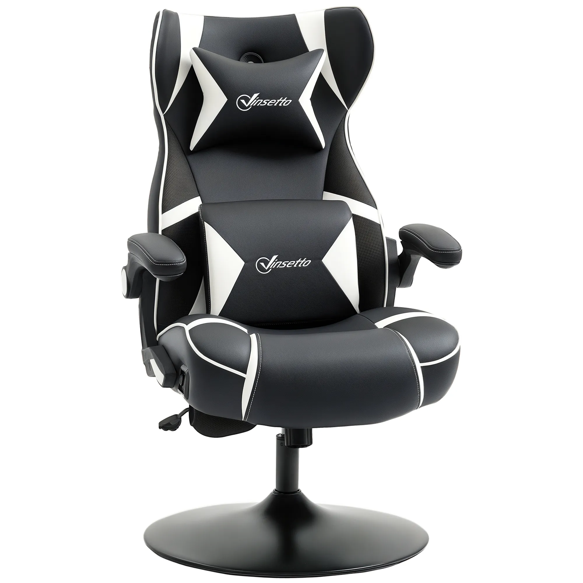 Ergonomischer Gaming Stuhl Weiß+Schwarz 69L x 73B x 112-118H cm