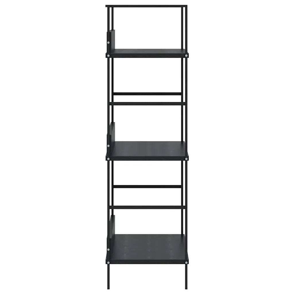 Schwarzes Bücherregal 60 x 27,6 x 90,5 cm mit 3 Ablagen