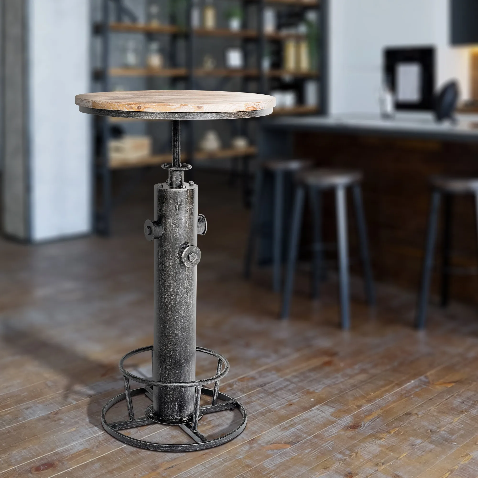Stehtisch Ruhr Massivholz 54 cm antik silber