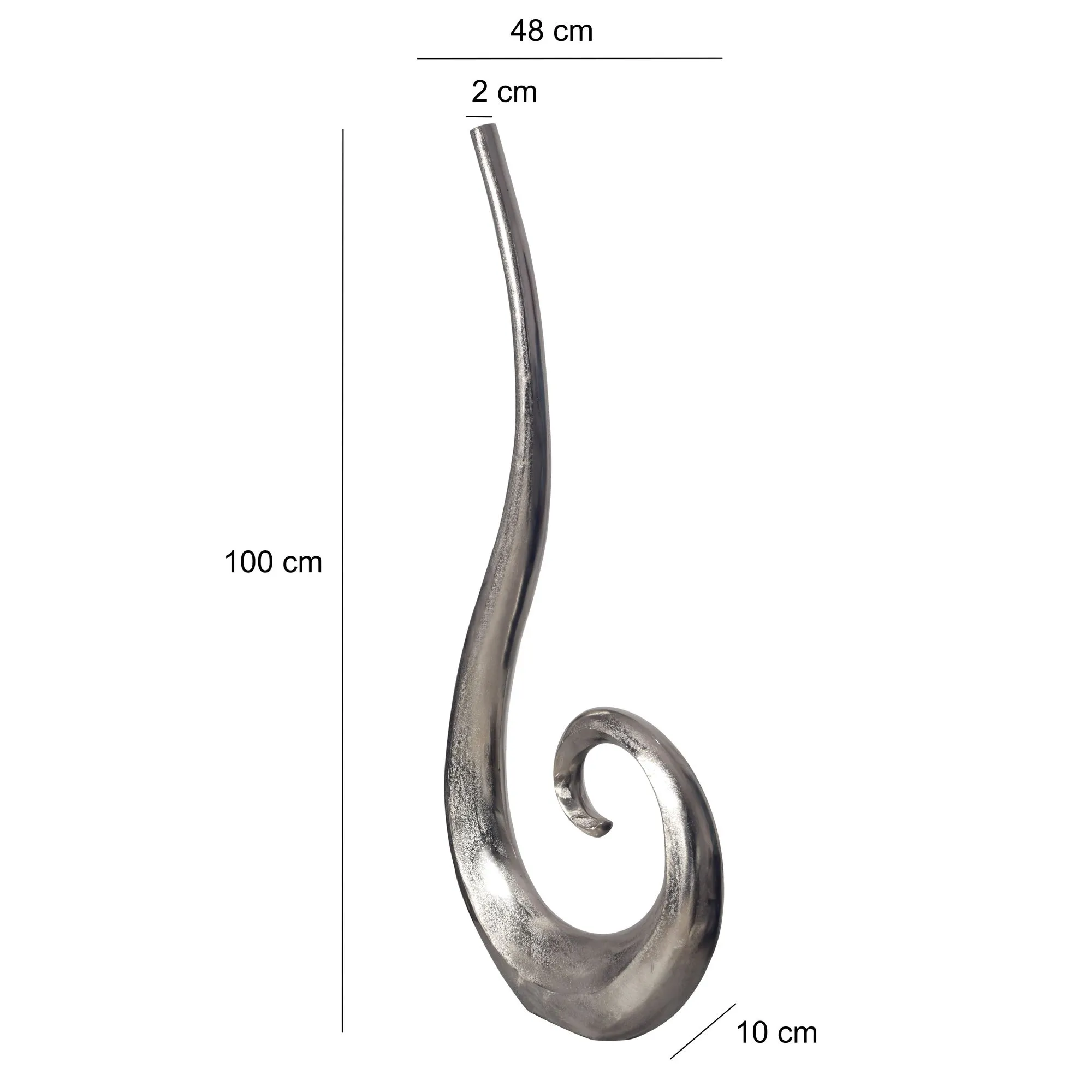 Deko Vase 100 cm Aluminium Silber Spirale Blumenvase Modern Groß
