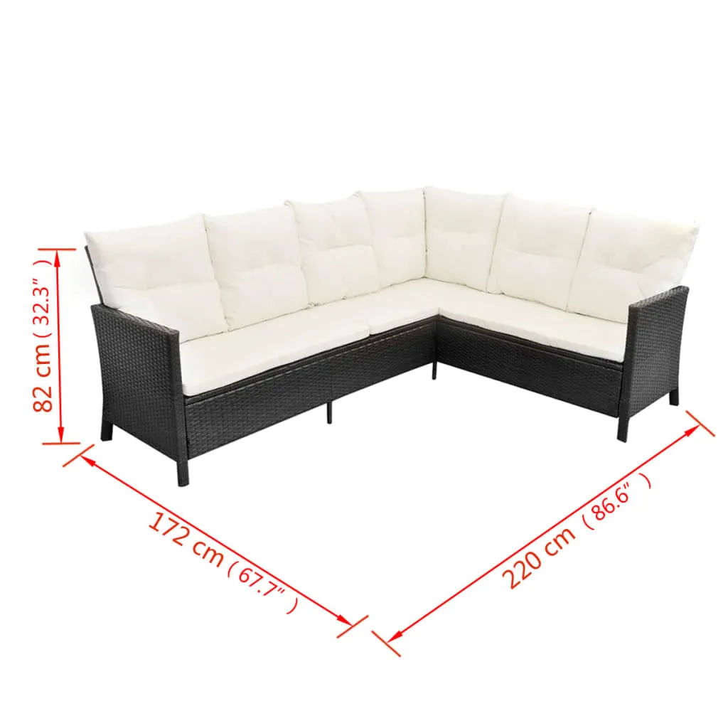 4-tlg. Garten-Lounge-Set mit Auflagen Poly Rattan Schwarz
