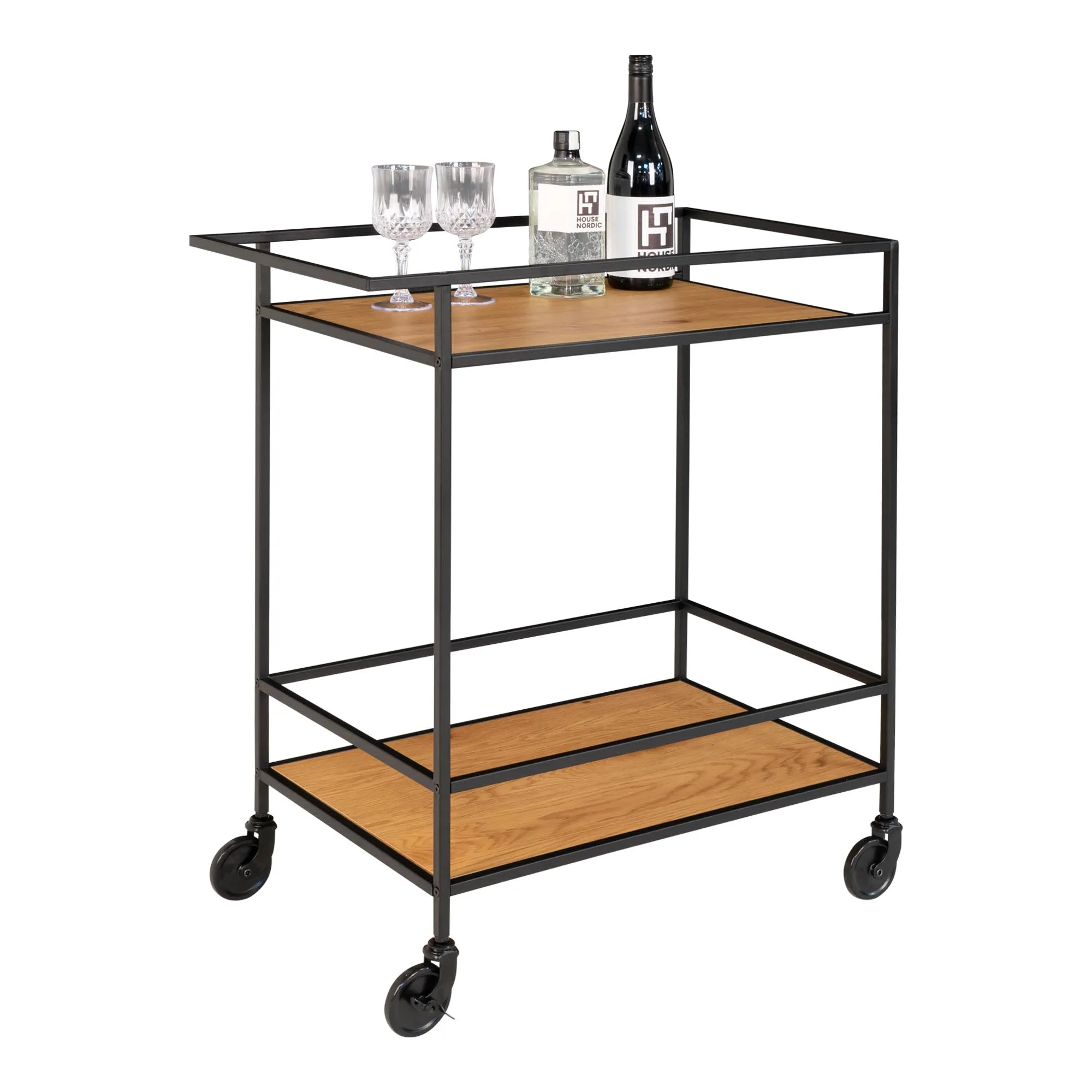 tinkaro Barwagen Vita 2 Regalböden 68 x 40 x 79 cm Eiche Natur