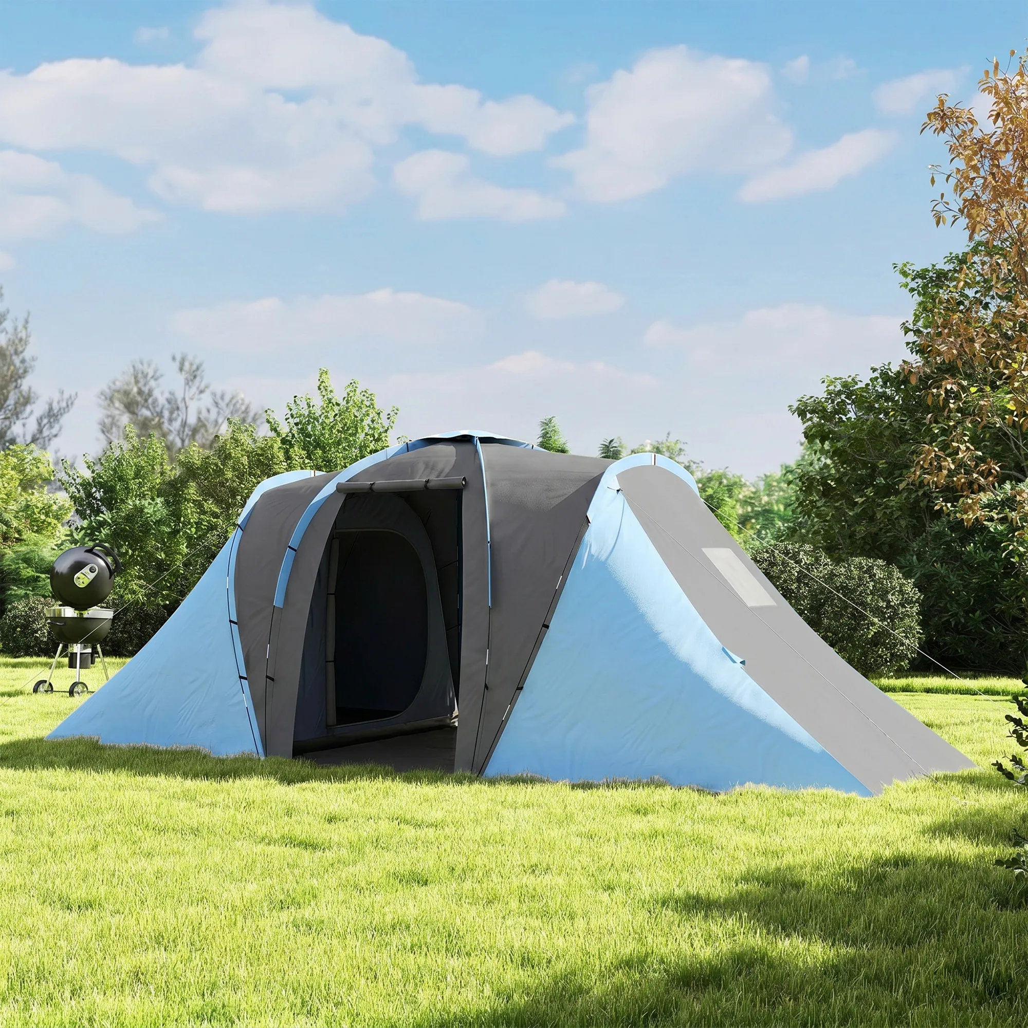 Tunnelzelt 4-6 Personen 555x225x190 cm Grau-Blau
