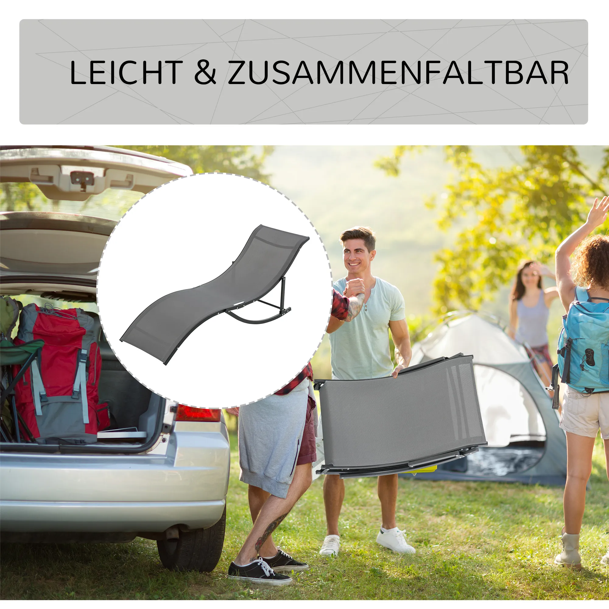 2 Ergonomische Liegestühle Dunkelgrau 165L x 61B x 63H cm