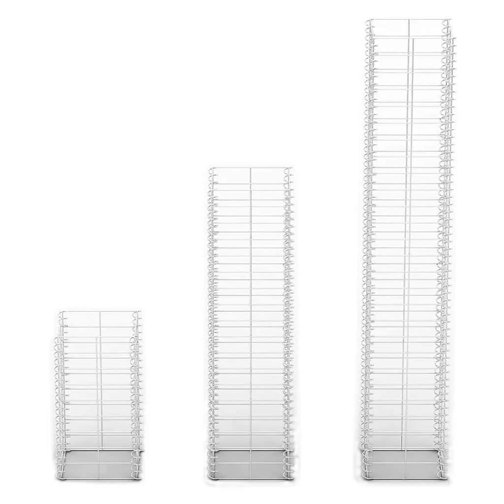 Gabionenkorb-Set verzinkter Stahl 25x25x50/100/150 cm grau