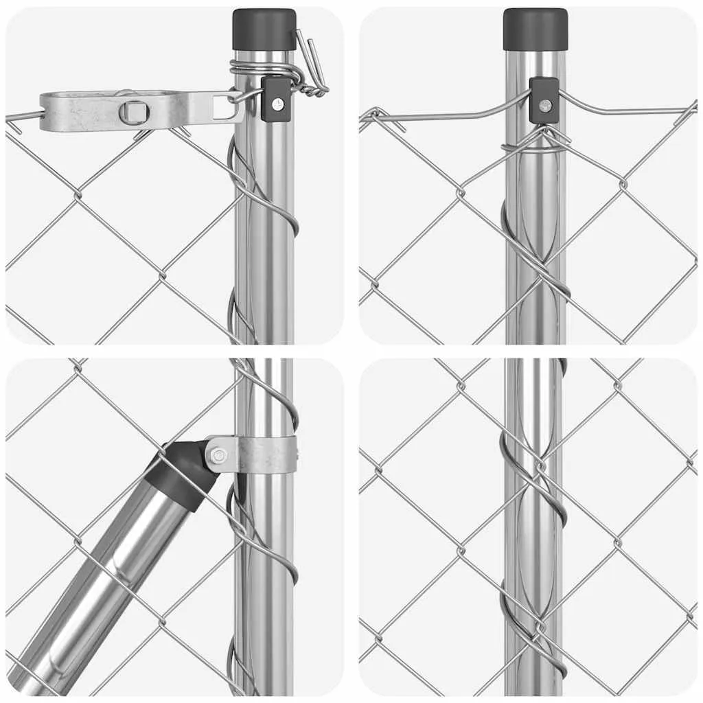 Zaunpfosten Set aus Stahl 1000 x 3,2 x 80 cm Silber
