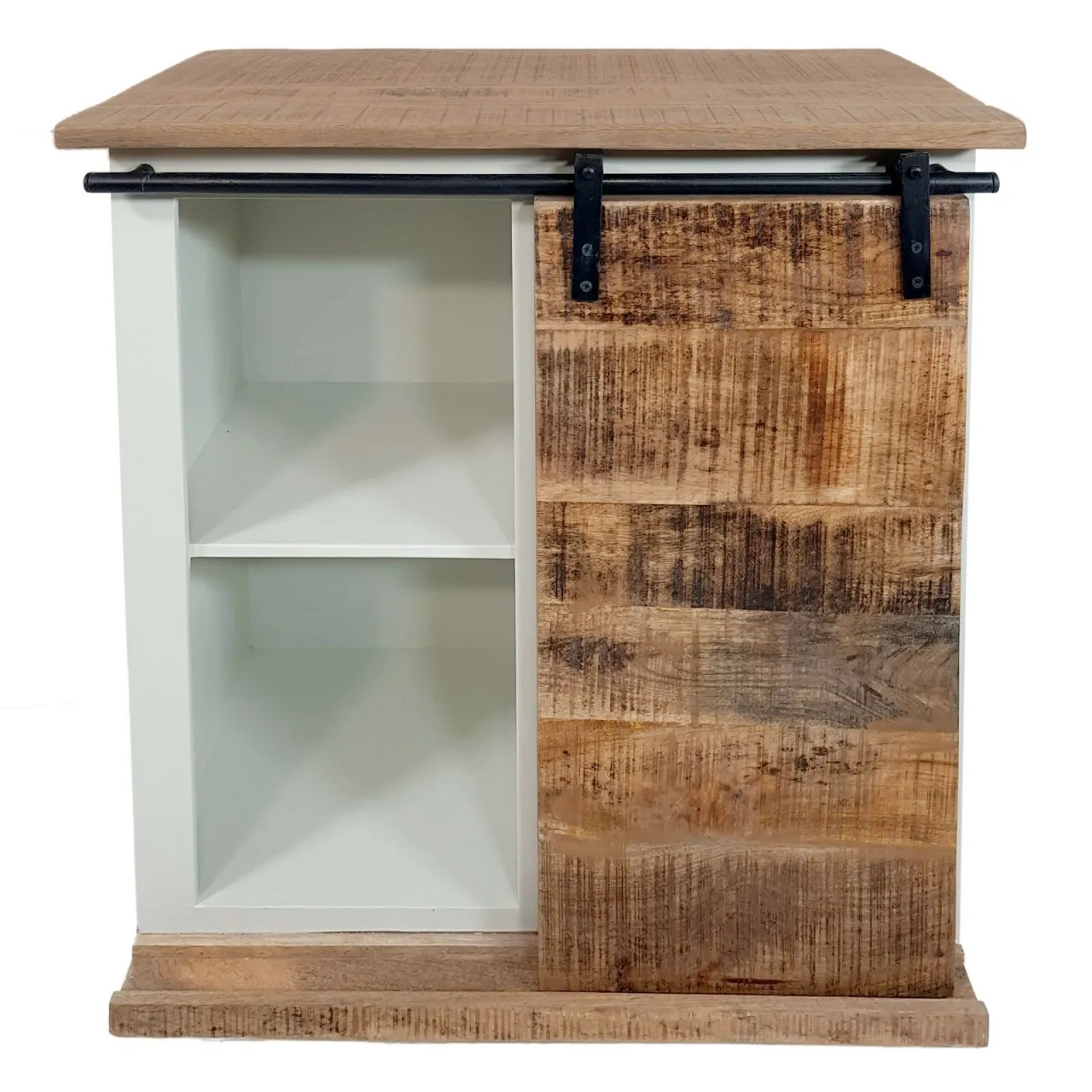 tinkaro Barschrank PIKRIA Mangoholz Hausbar Braun / Weiß