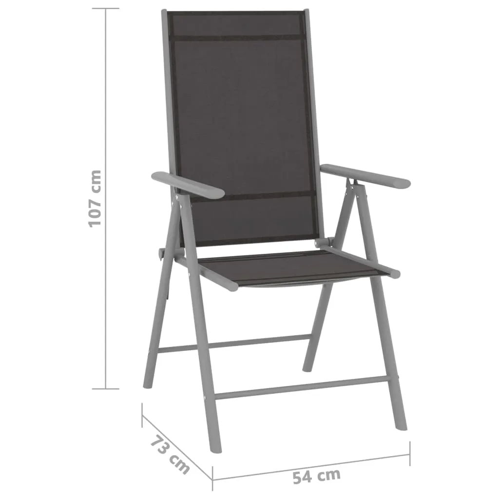 Klappstühle, 4 Stück, Textilene, Schwarz