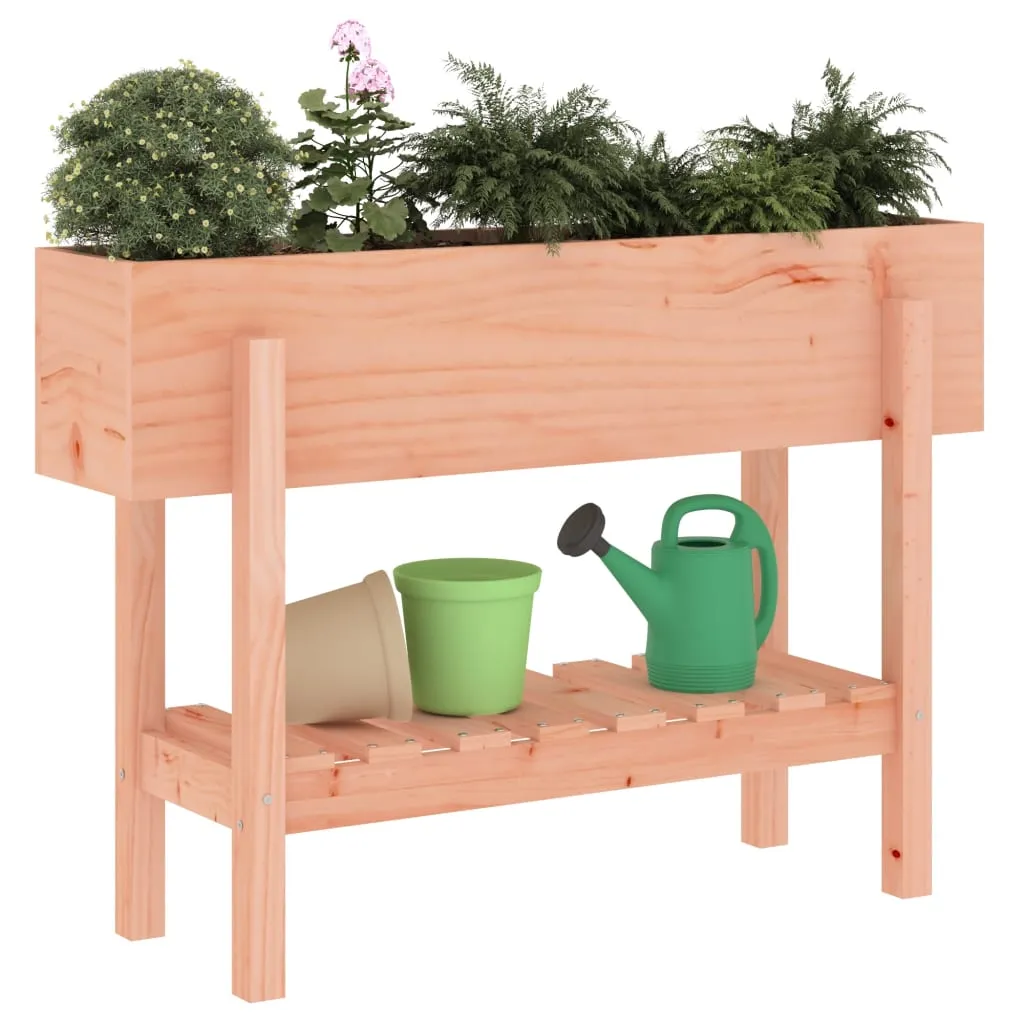 Hochbeet aus massivem Douglasienholz 101x30x69 cm mit Ablage naturfarben
