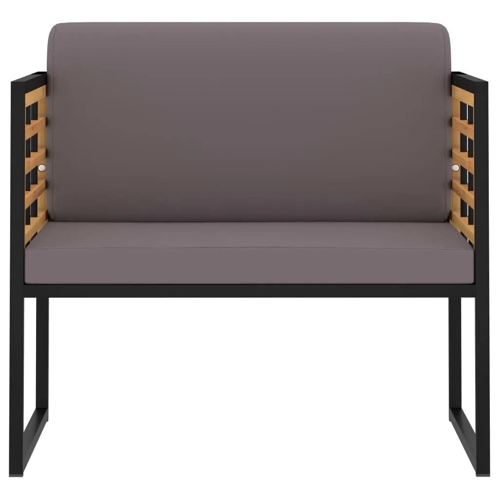 Gartenstühle Echtholz 70x70x62 cm mit dunkelgrauen Polstern und schwarzem Rahmen
