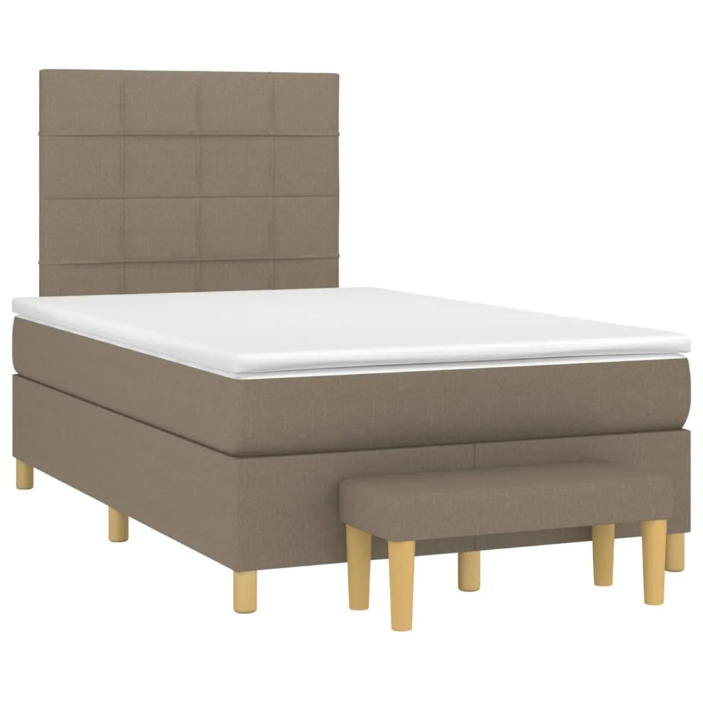 Boxspringbett mit Matratze, Topper und Bank, 120x200 cm, Taupe
