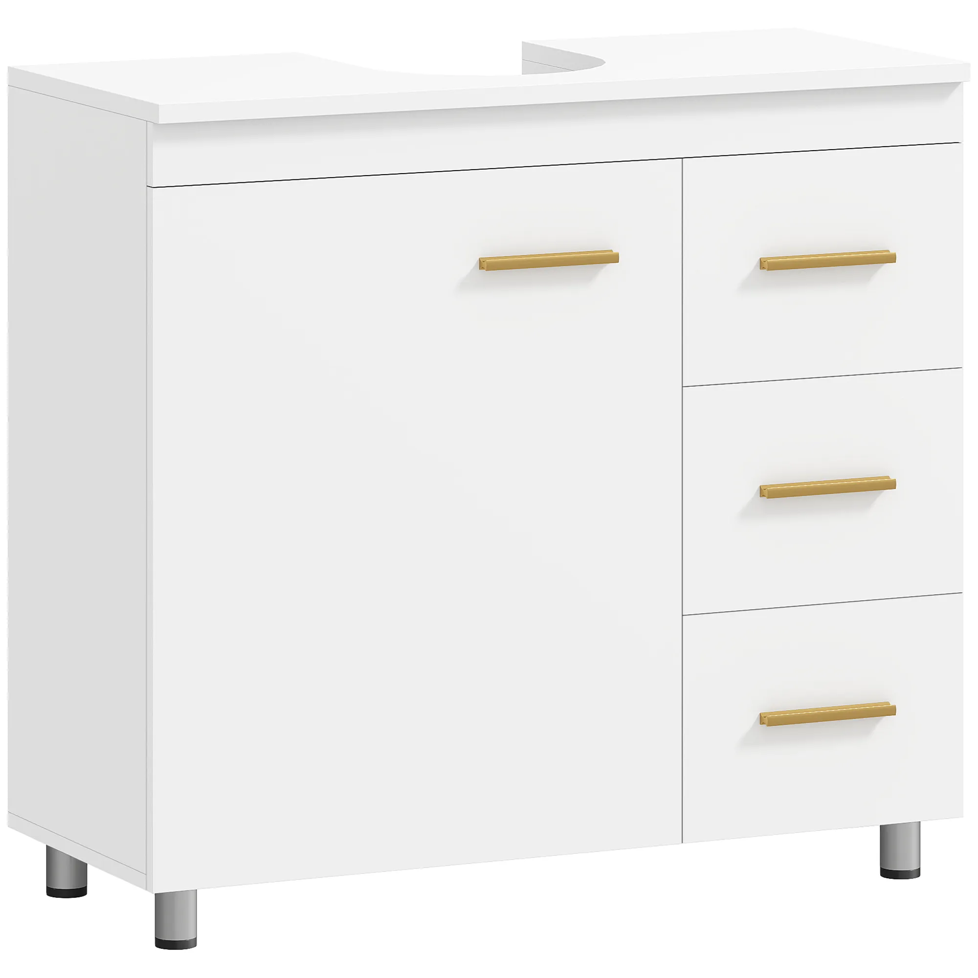 Waschbeckenunterschrank Weiß 70B x 30T x 65H cm mit Soft-Close