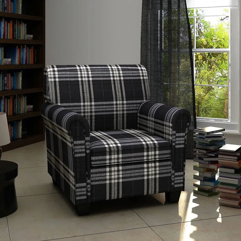 tinkaro Polstersessel PILAR Stoff Wohnzimmersessel Relaxsessel Schwarz