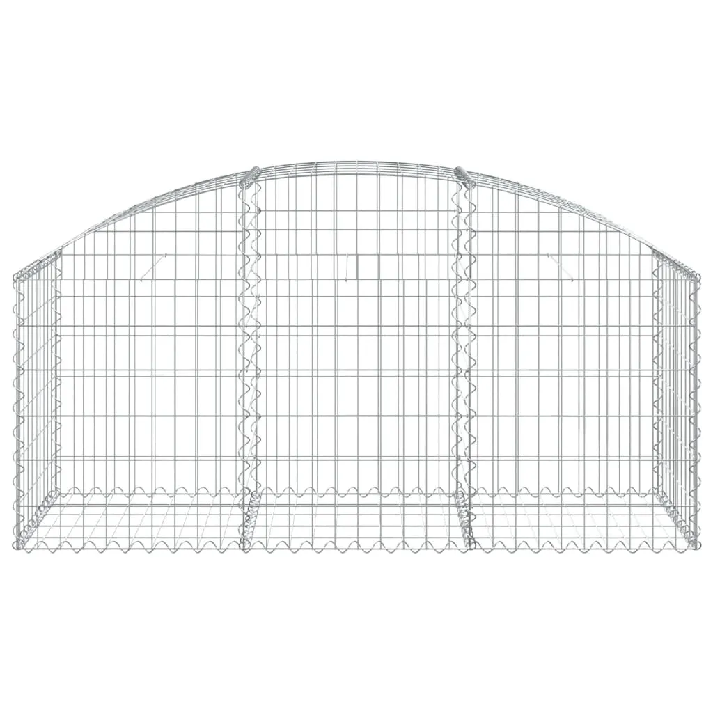 Gabionenwand Hochbogen 150x50x60/80 cm Silber verzinktes Eisen