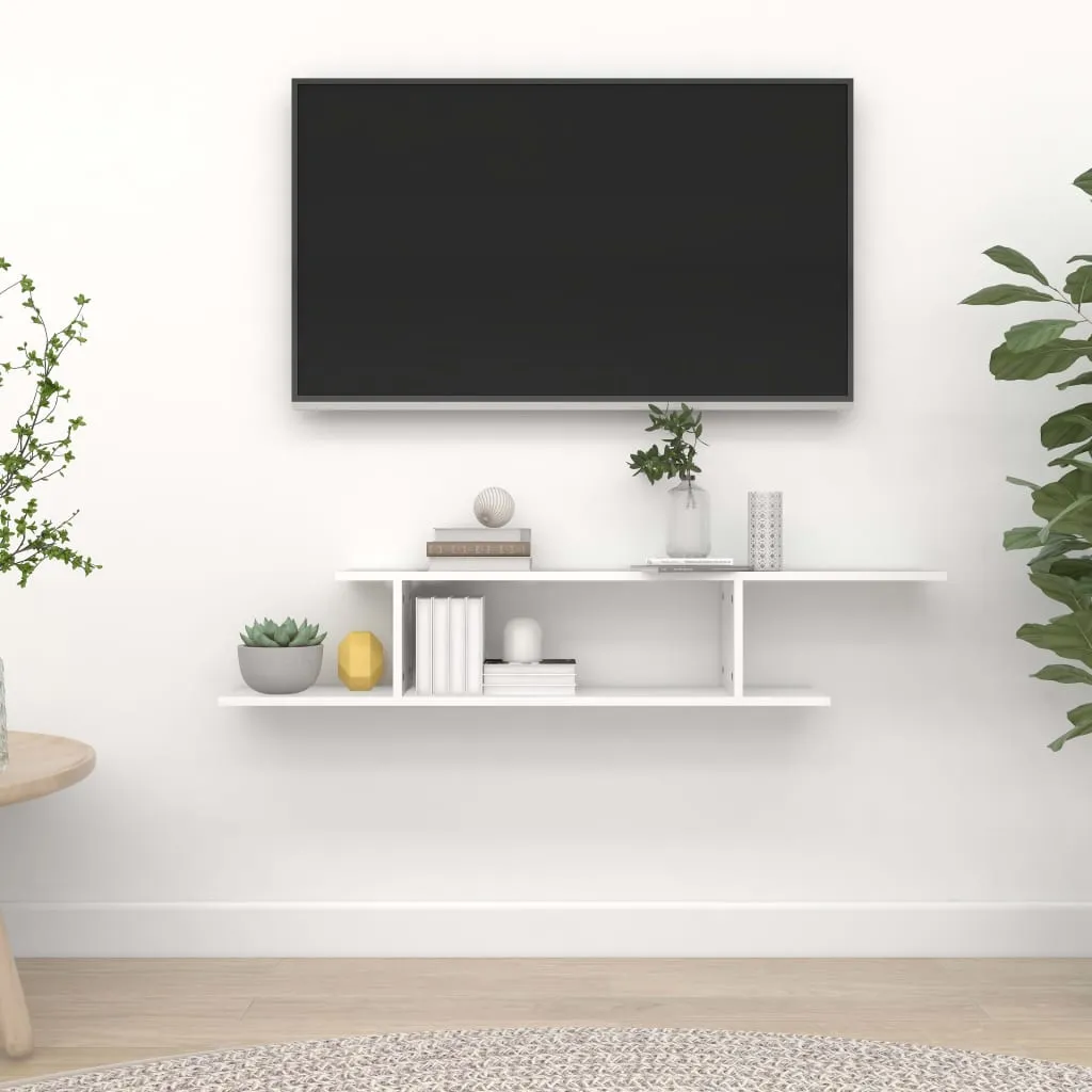 Modernes TV-Wandregal 125 x 18 x 23 cm Weiß aus Holzwerkstoff