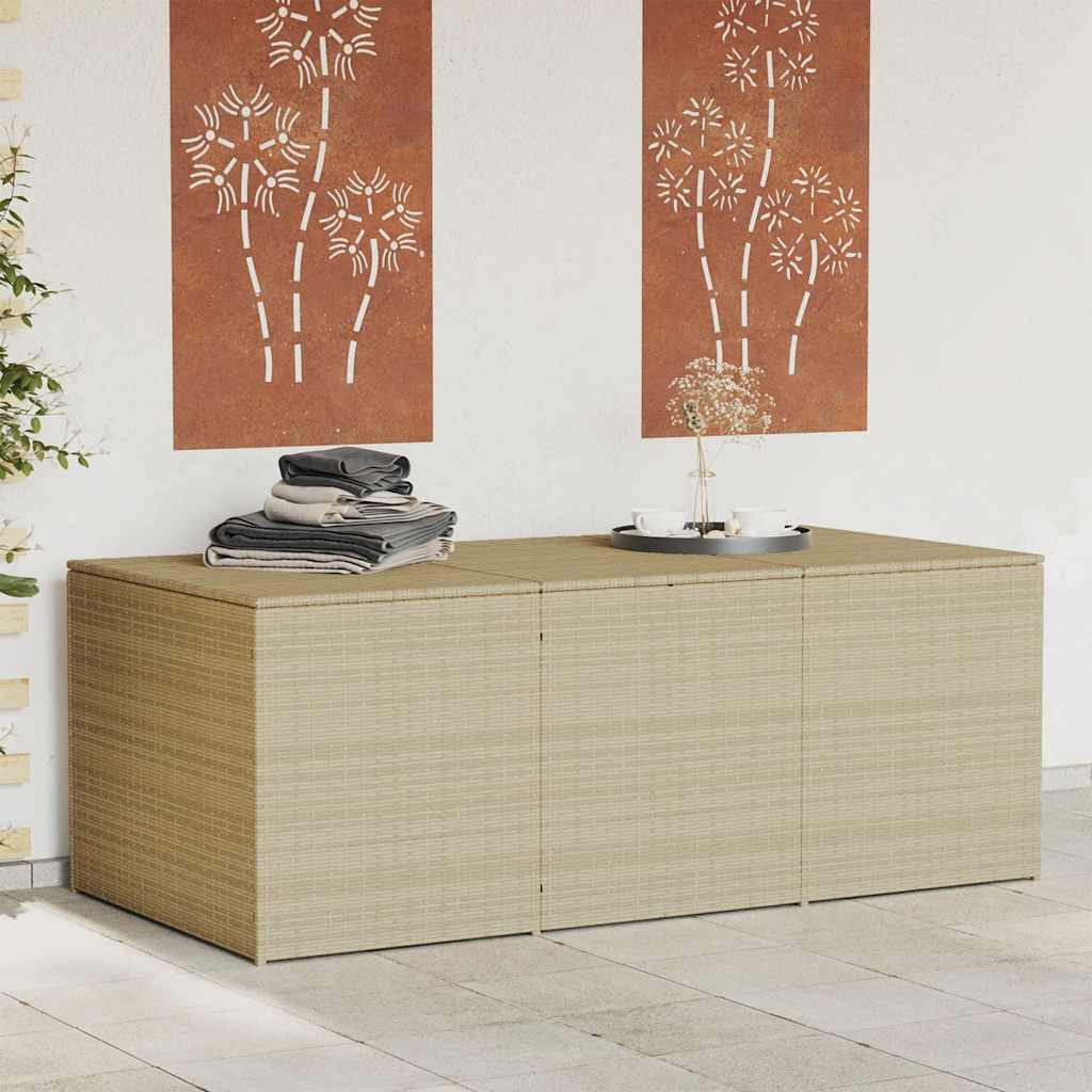 Garten-Truhe aus PE-Rattan und Stahl 180x90x70 cm in Beigemischung