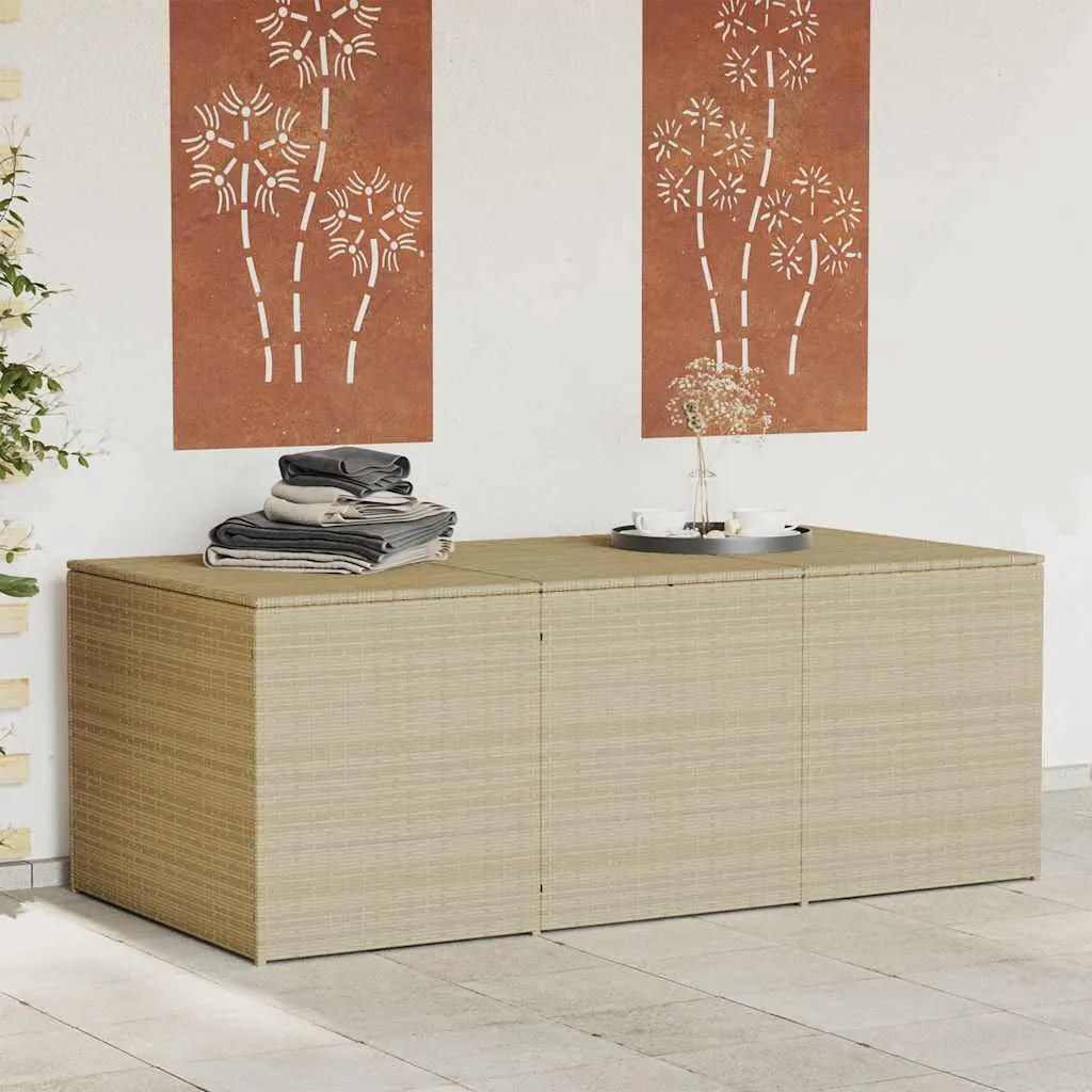 Garten-Truhe aus PE-Rattan und Stahl 180x90x70 cm in Beigemischung