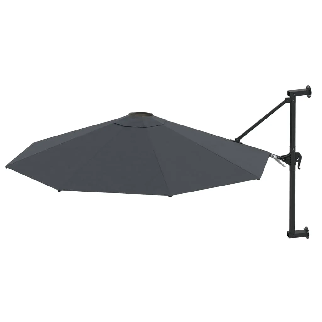 Wand-Sonnenschirm 300x131 cm Anthrazit mit Kurbel und 8 Schirmrippen