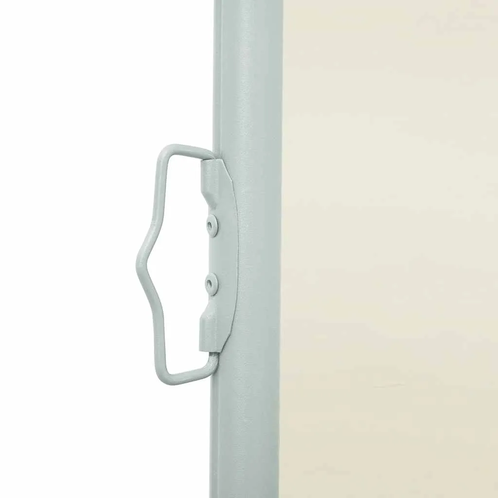 Seitenmarkise 170 x 0-300 cm Cremefarbener Stoff mit grauer Stahlabdeckung