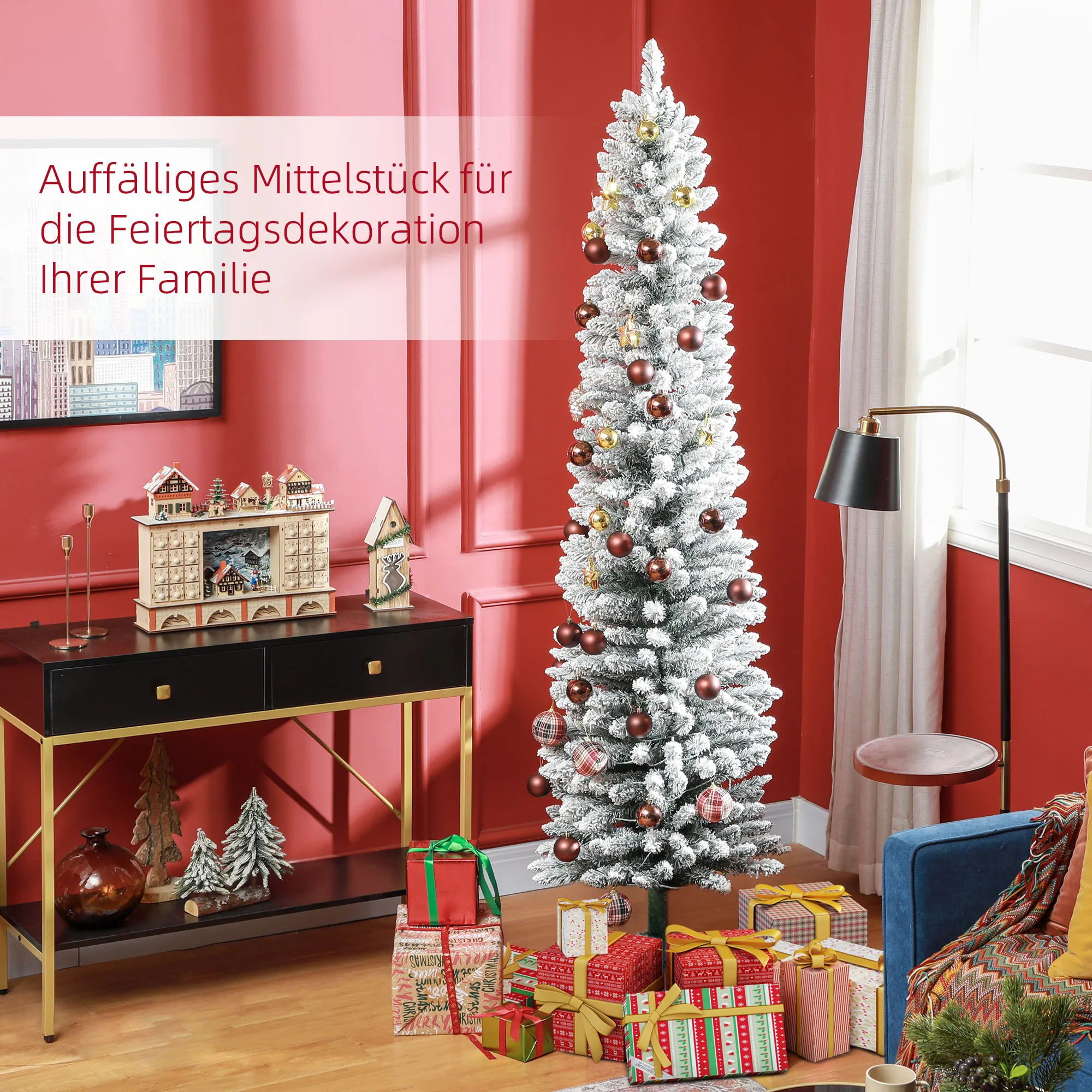 Künstlicher Weihnachtsbaum 210 cm mit LED-Lichterkette Grün-Weiß