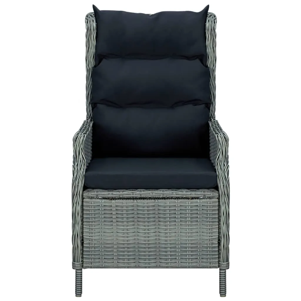 Gartensessel Hellgrau aus rundem PE-Rattan 57x88x100 cm