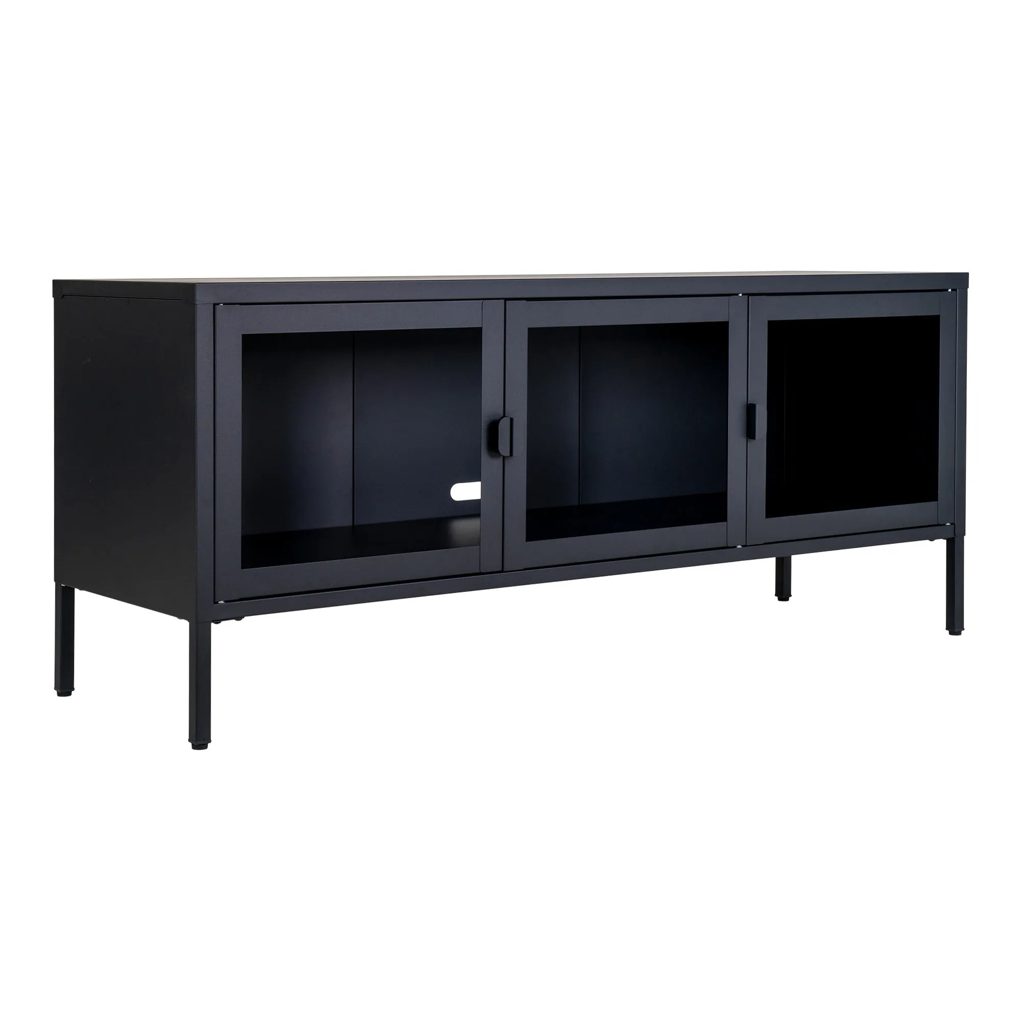 tinkaro TV-Board Brisbane 3 Glastüren 130x40x55 cm Schwarz
