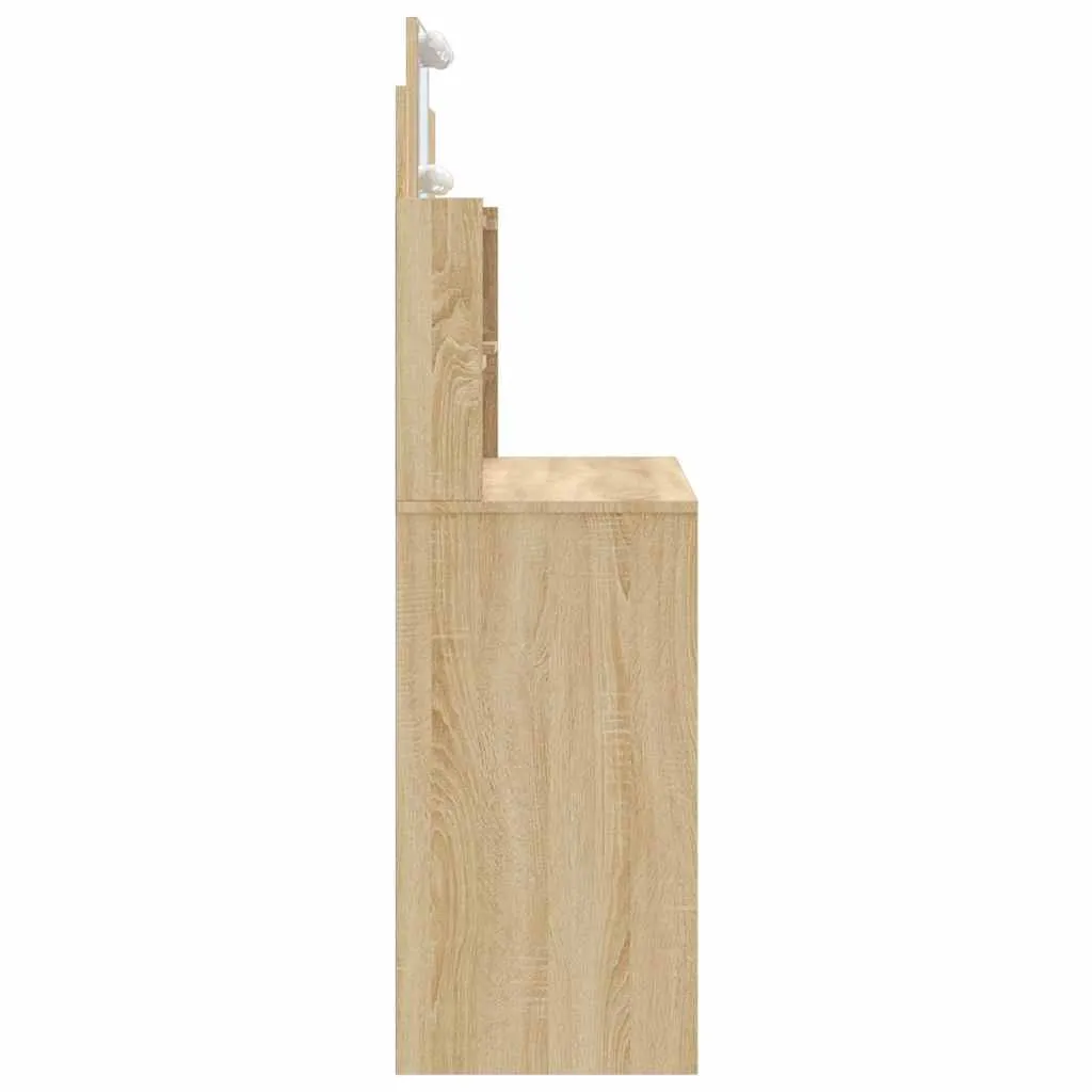 Schminktisch mit Spiegel und LED-Beleuchtung 96x40x142 cm Sonoma-Eiche