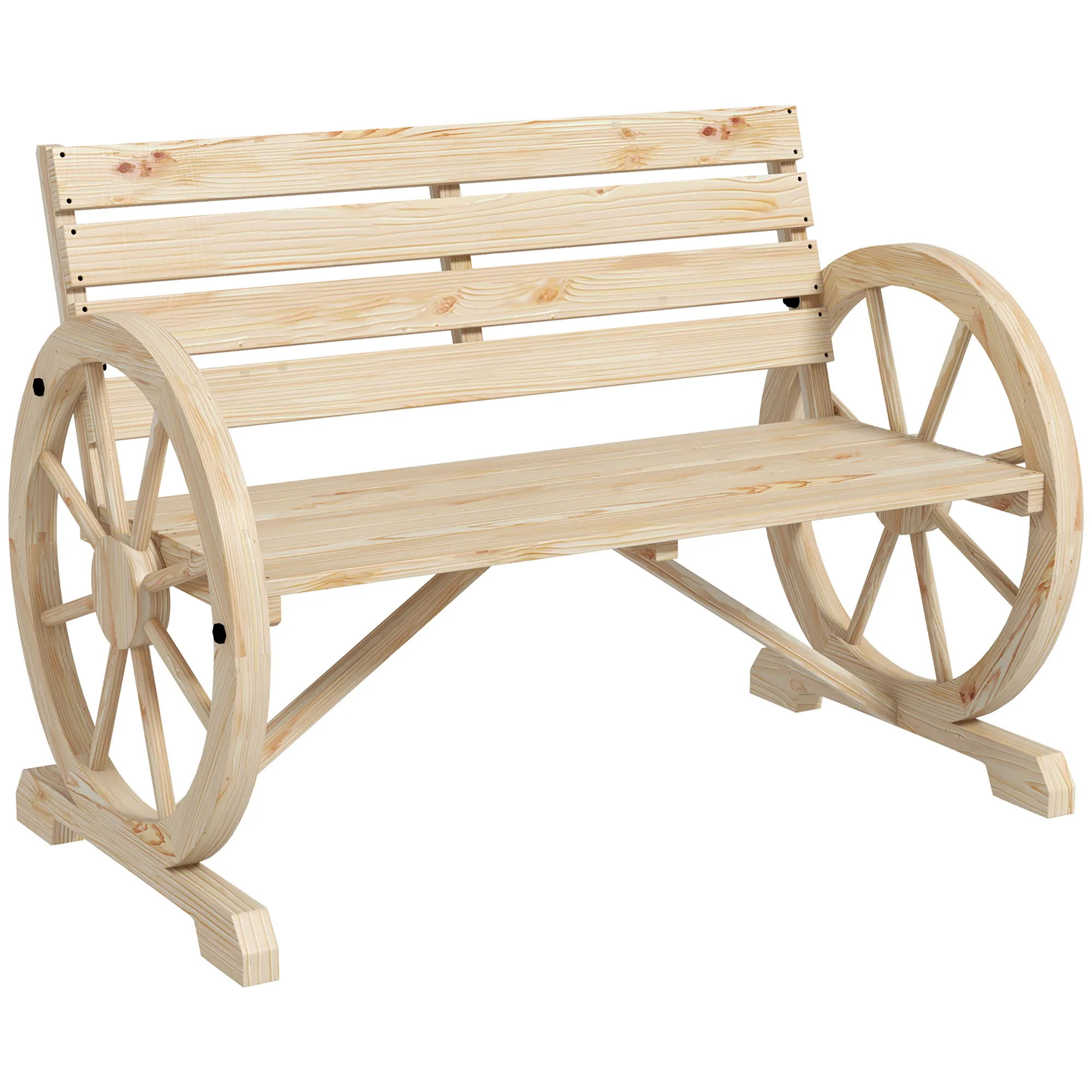 Rustikale Gartenbank aus massivem Tannenholz, L105,5 x B56 x H79 cm, Naturholz