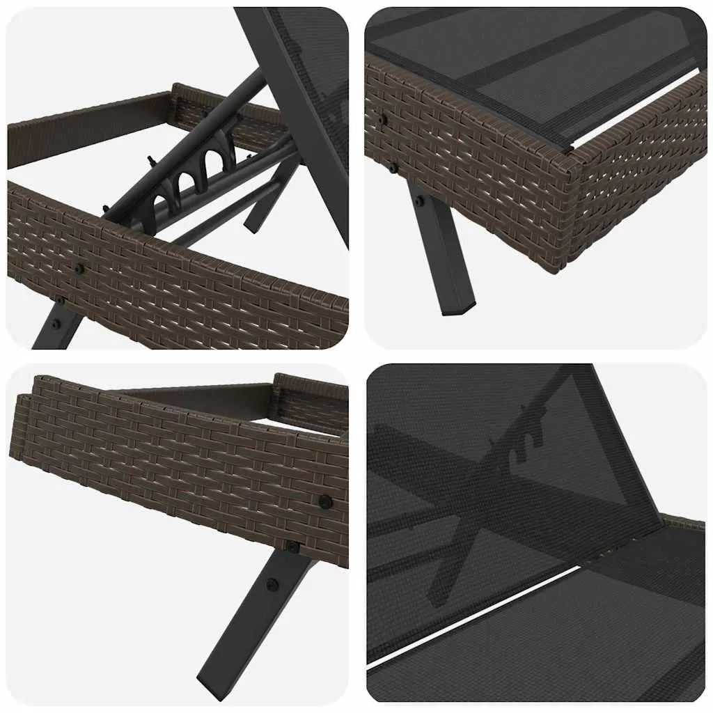 Sonnenliege mit Tisch 197x70x82 cm Schwarz und Braun