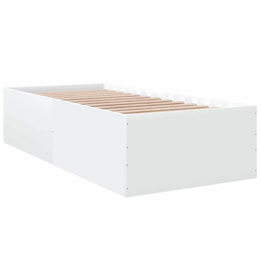 Bett Weiß 193 x 93 x 45 cm mit Holzwerkstoff und Latten