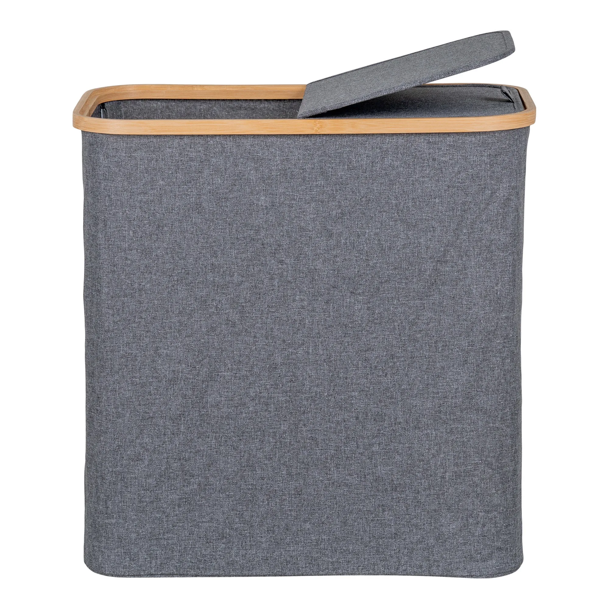 tinkaro Wäschekorb Noto Bambus/Textil 54x33x54 cm Dunkelgrau