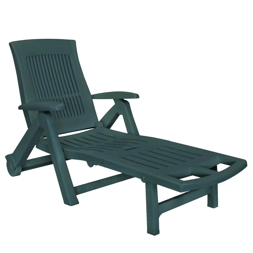 Sonnenliege Kunststoff Grün 72 x 195 x 101 cm mit verstellbarer Rückenlehne