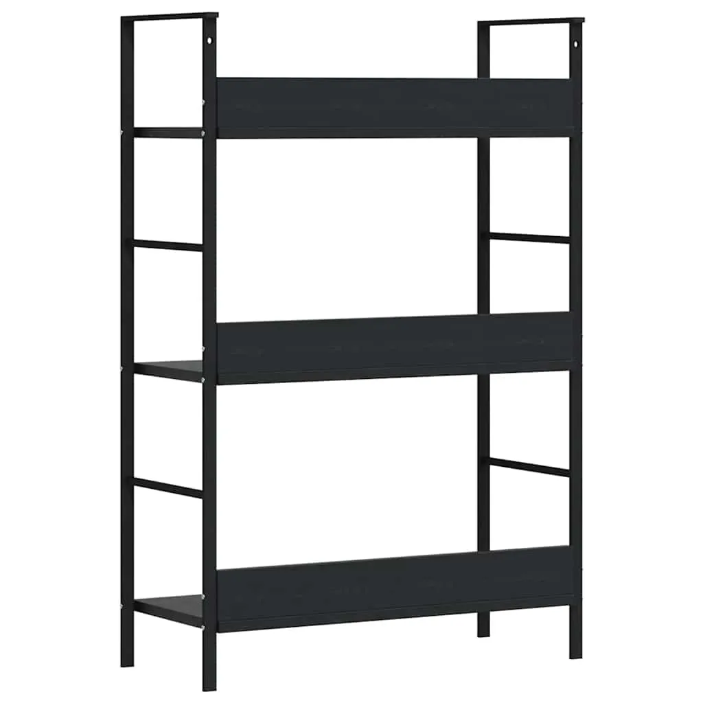 Schwarzes Bücherregal 60 x 27,6 x 90,5 cm mit 3 Ablagen