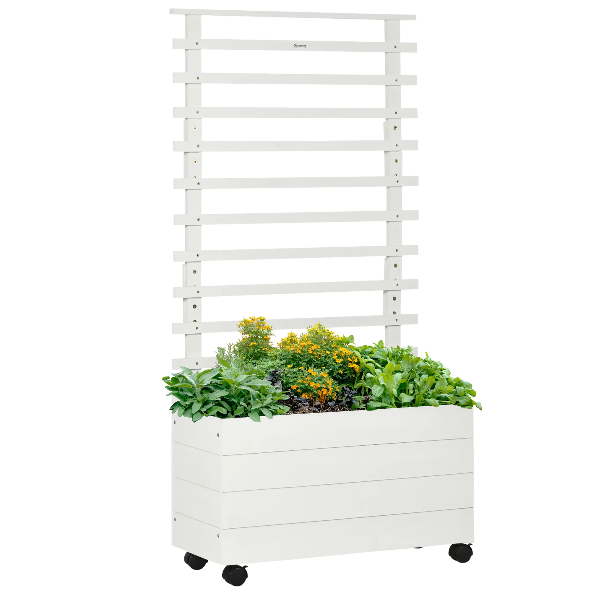 Blumenkasten mit Spalier 76L x 30B x 155H cm in Weiß