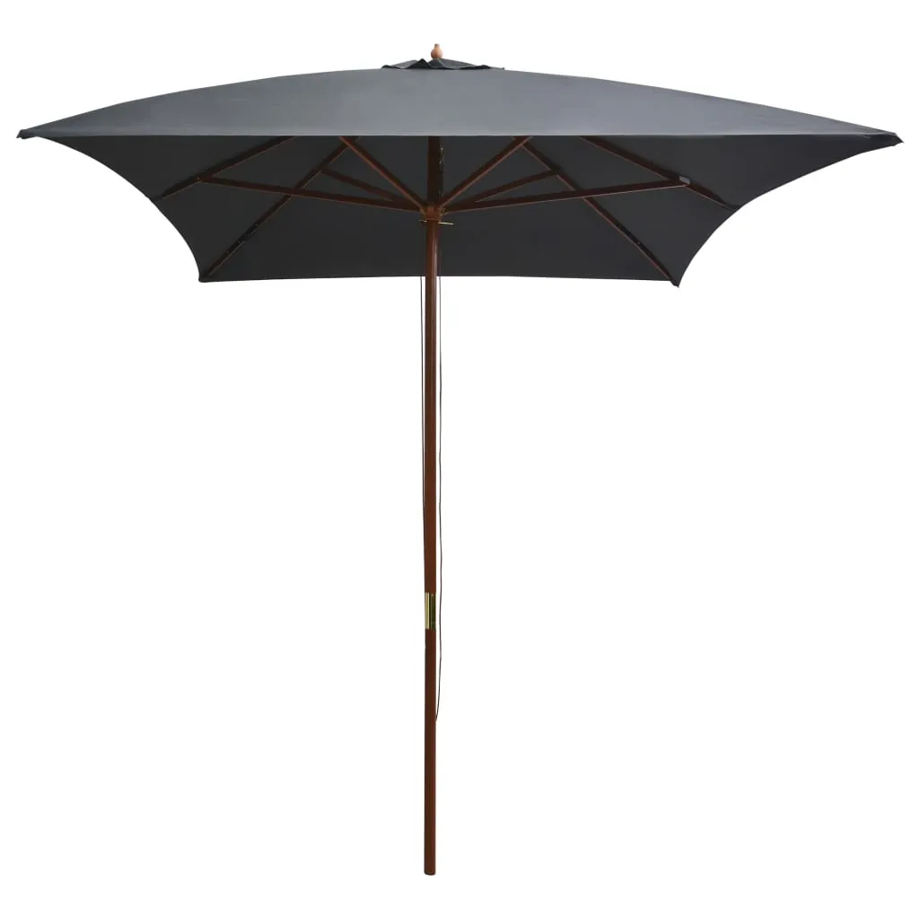 Eleganter Sonnenschirm 200x300x250 cm Anthrazitgrau mit Massivholz-Mast