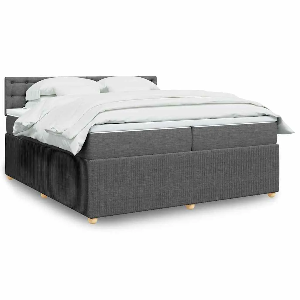 Boxspringbett 200x200 cm Taschenfederkern Dunkelgrau mit Auflage