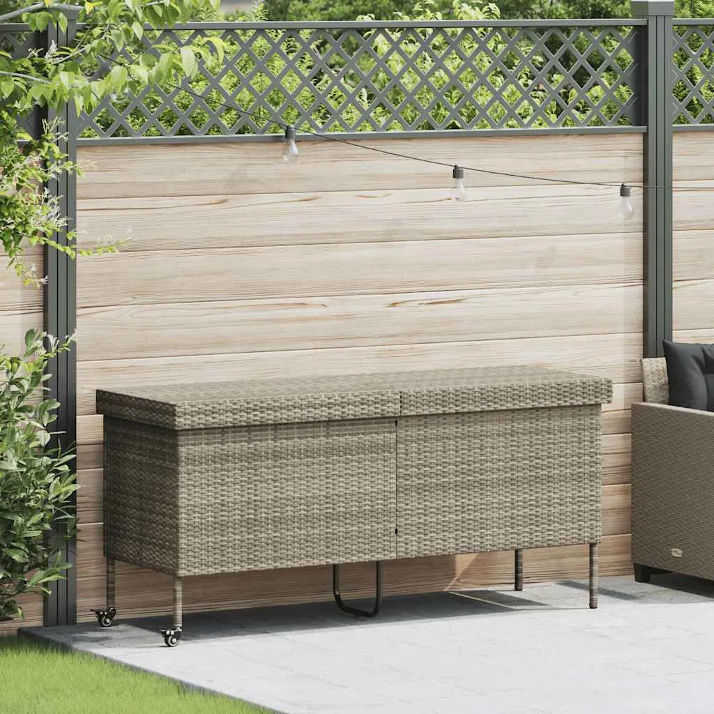 Gartenbox Hellgrau 160x55x75 cm aus PE-Rattan mit Stahlgestell
