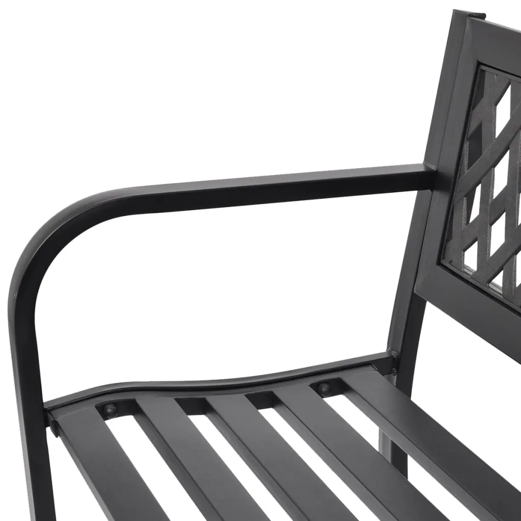Schwarze Stahlbank mit PVC-Rückenlehne 118x50x75 cm